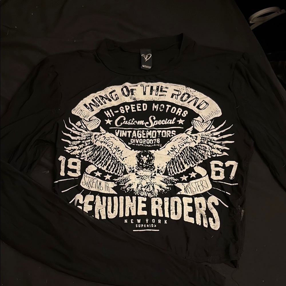 Black Graphic Long Sleeve Top